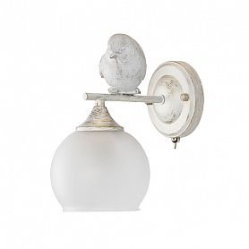 Бра Arte Lamp Gemelli A2150AP-1WG, арматура белая / золото, плафон стекло белое, 13х20 см - фото 1