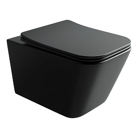 Унитаз Ceramica Nova Metric Rimless CN3007MB подвесной, безободковый, с сиденьем микролифт, цвет черный матовый - фото 1