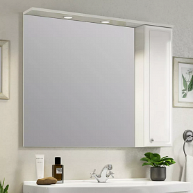 Шкаф-зеркало Comforty Сочи 100, правый, с подсветкой, цвет белый глянец - фото 1