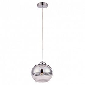 Подвесной светильник Arte Lamp Wave A7761SP-1CC, арматура хром, плафон стекло хром / прозрачное, 18х18 см - фото 1