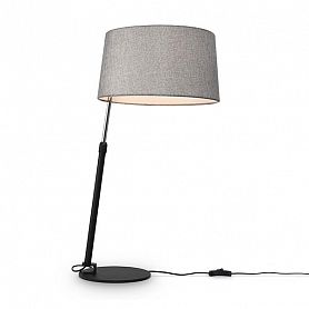 Интерьерная настольная лампа Maytoni Bergamo MOD613TL-01B, арматура хром / черный, плафон ткань серая, 33х33 см - фото 1