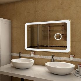Зеркало Art & Max Latina 120x80, с подсветкой и диммером, 3-х кратным увеличением справа - фото 1