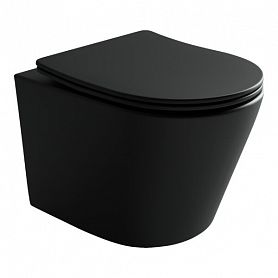 Унитаз Ceramica Nova Balearica Rimless CN6000MB подвесной, безободковый, с сиденьем микролифт, цвет черный матовый - фото 1