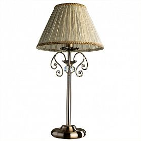 Интерьерная настольная лампа Arte Lamp Charm A2083LT-1AB, арматура бронза / прозрачная, плафон ткань бежевая, 28х28 см - фото 1
