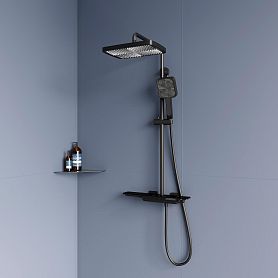 Душевая стойка RGW Shower Panels SP-34 B, с верхним душем, термостатическим смесителем, цвет черный - фото 1
