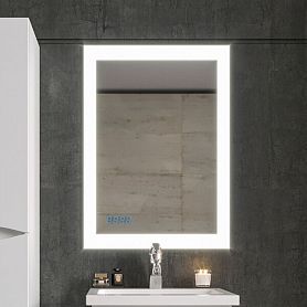 Зеркало Бриклаер Вега 55x80, с подсветкой и часами - фото 1