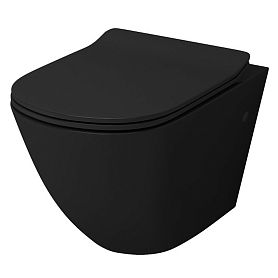 Унитаз Grossman GR-4411B S подвесной, безободковый, с сиденьем микролифт, цвет черный глянцевый - фото 1