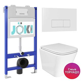Комплект: JOKI Инсталляция JK03351+Кнопка JK018504WM белый+Verna T JK3031025 унитаз белый, смыв Торнадо - фото 1