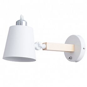 Бра Arte Lamp Oscar A7141AP-1WH, арматура белый / бежевый, плафон металл белый, 13х23 см - фото 1