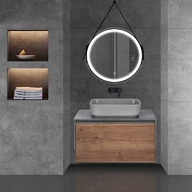 Мебель для ванной Vincea Mesa 80, цвет табачный дуб / бетон - фото 1
