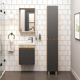 Мебель для ванной Оника Милтон 45, подвесная, цвет серый / дуб сонома - фото 1