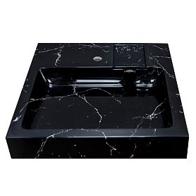 Раковина Stella Polar Солярис 60x60 для установки над стиральной машиной, цвет черный мрамор - фото 1