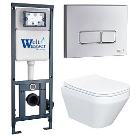 Комплект: Weltwasser Инсталляция Mar 410+Кнопка Mar 410 SE CR хром+Ventus JK7011055 белый унитаз - фото 1
