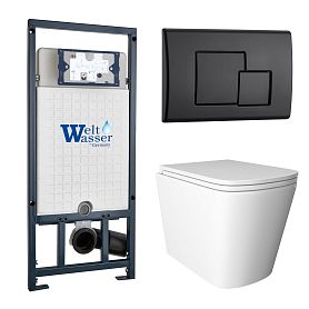 Комплект: Weltwasser Инсталляция Mar 507+Кнопка Mar 507 SE MT-BL черная+Verna JK3021022 белый унитаз - фото 1