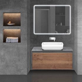 Мебель для ванной Vincea Mesa 100, цвет табачный дуб / бетон - фото 1