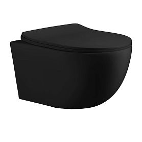 Унитаз CeruttiSPA Ortler Aria MBF CT10017 подвесной, безободковый, с сиденьем микролифт, цвет черный матовый - фото 1