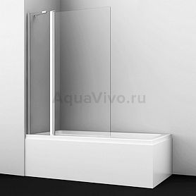 Шторка на ванну WasserKRAFT Berkel 48P02-110W 110x140, с фиксатором, стекло прозрачное, профиль белый - фото 1