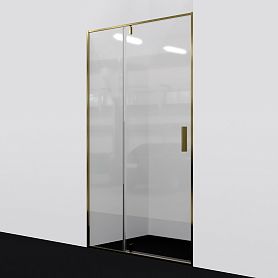 Душевая дверь WasserKRAFT Aisch WasserSchutz 55P12 100x200, стекло прозрачное, профиль золото матовое - фото 1