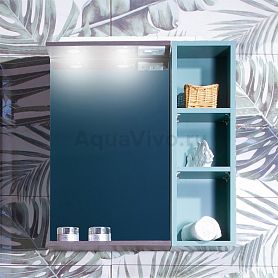 Шкаф-зеркало Бриклаер Кристалл 60, с подсветкой, с полками, цвет софт графит / муссон - фото 1