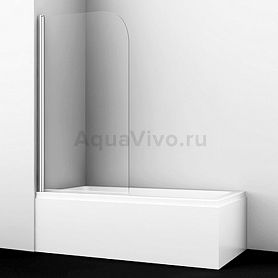 Шторка на ванну WasserKRAFT Leine 35P01-80 80x140, стекло прозрачное, профиль серебристый - фото 1