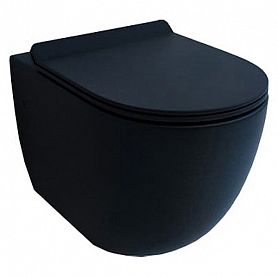 Унитаз Esbano Garcia Matt Black подвесной, безободковый, с сиденьем микролифт, цвет черный матовый - фото 1