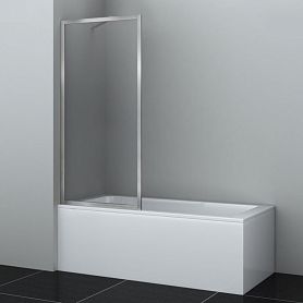 Шторка на ванну WasserKRAFT Abens 20W01-80 Brushed Nickel Fixed 80x160, стекло прозрачное, профиль никель - фото 1