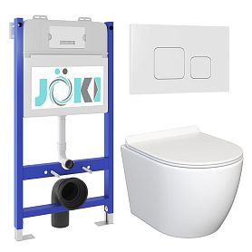 Комплект: JOKI Инсталляция JK03351+Кнопка JK021531WM белый+Stella JK1061016 унитаз белый - фото 1
