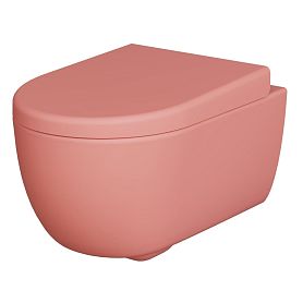 Унитаз Ambassador Abner 103T20901R-102T20901 подвесной, безободковый, с сиденьем микролифт, цвет розовый матовый - фото 1
