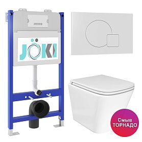 Комплект: JOKI Инсталляция JK03351+Кнопка JK024540WM белый+Verna T JK3031025 унитаз белый, смыв Торнадо - фото 1