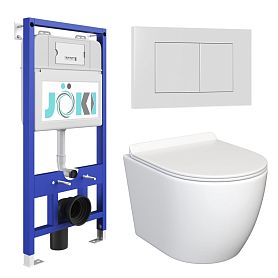 Комплект: JOKI Инсталляция JK01150+Кнопка JK020522WM белый+Stella JK1061016 белый унитаз - фото 1