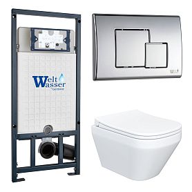 Комплект: Weltwasser Инсталляция Mar 507+Кнопка Mar 507 SE CR хром+Ventus JK7011055 белый унитаз - фото 1