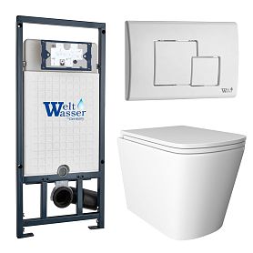 Комплект: Weltwasser Инсталляция Mar 507+Кнопка Mar 507 SE GL-WT белая+Verna JK3021022 белый унитаз - фото 1