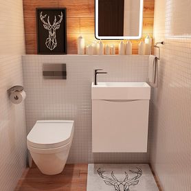 Мебель для ванной Art & Max Liberty 50 L подвесная, цвет белый глянец - фото 1