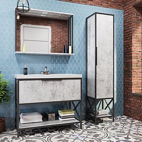 Мебель для ванной Mixline Бруклин 100, раковина Фостер, цвет бетон - фото 1