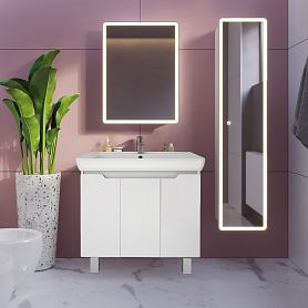 Мебель для ванной Dreja Q Plus (D) 80, с 3 дверцами, с опорами, цвет белый глянец - фото 1