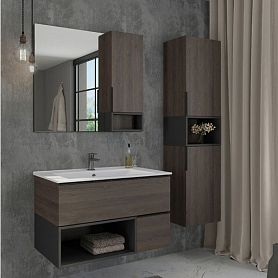Мебель для ванной Comforty Франкфурт 90 с раковиной Quadro 90, цвет дуб шоколадно-коричневый - фото 1