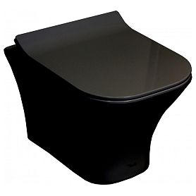 Унитаз CeruttiSPA Vettore Aria MB CT7506 подвесной, безободковый, с сиденьем микролифт, цвет черный матовый - фото 1