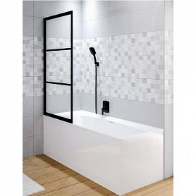 Шторка на ванну Riho Grid GB501 80 P, правая, стекло прозрачное, профиль черный - фото 1