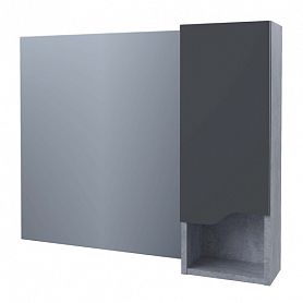 Шкаф-зеркало Stella Polar Абигель 100, правый, цвет серый / цемент - фото 1