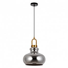 Подвесной светильник Arte Lamp Bell A1992SP-1PB, арматура черная / медь, плафон стекло дымчатое, 29х29 см - фото 1
