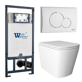 Комплект: Weltwasser Инсталляция Mar 507+Кнопка Mar 507 RD GL-WT белая+Verna JK3021022 белый унитаз - фото 1