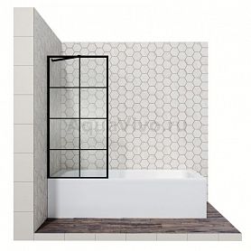 Шторка на ванну Ambassador Bath Screens 16041209 80x140, стекло прозрачное с рисунком, профиль черный - фото 1