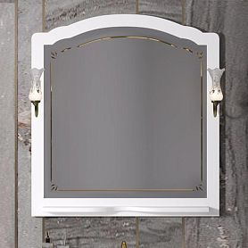Зеркало Опадирис Лоренцо 100x105, с полкой, цвет белый матовый - фото 1