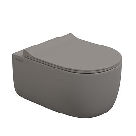 Унитаз Berges Ego XL 083216 подвесной, безободковый, с сиденьем микролифт, цвет серый матовый - фото 1