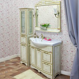 Мебель для ванной Sanflor Адель 82, цвет белый/патина золото, правая - фото 1