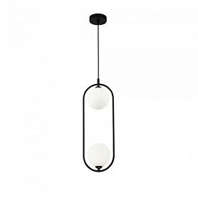 Подвесной светильник Maytoni Ring MOD013PL-02B, арматура черная, плафон стекло белое - фото 1