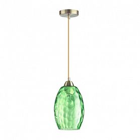 Подвесной светильник Lumion Sapphire 4484/1, арматура бронза, плафон стекло зеленое - фото 1