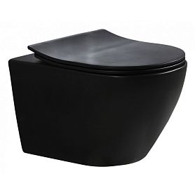 Унитаз Esbano Amapola-N Matt Black подвесной, безободковый, с сиденьем микролифт, цвет черный матовый - фото 1