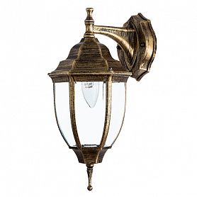 Настенный фонарь уличный Arte Lamp Pegasus A3152AL-1BN, арматура золото / черная, плафон стекло прозрачное, 16х18 см - фото 1
