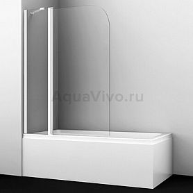 Шторка на ванну WasserKRAFT Leine 35P02-110W 110x140, с фиксатором, стекло прозрачное, профиль белый - фото 1